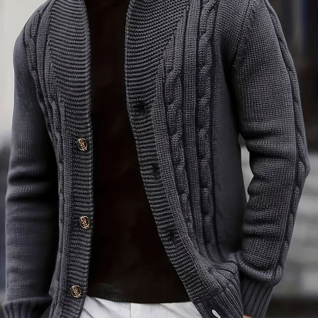 Donovan | Men's Cable Knit Cardigan Button Front Long Sleeve