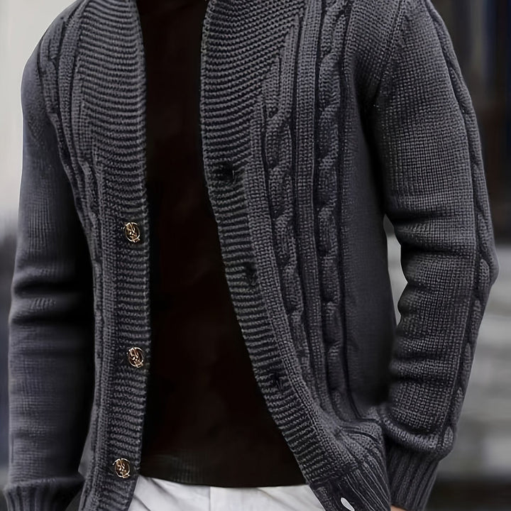 Donovan | Men's Cable Knit Cardigan Button Front Long Sleeve
