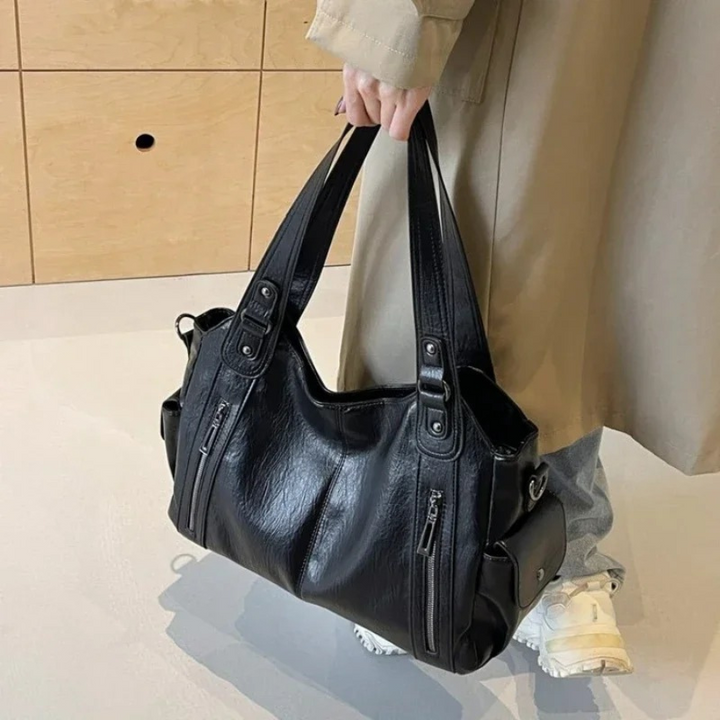 Marcella Faux Leather Shoulder Duffle Bag