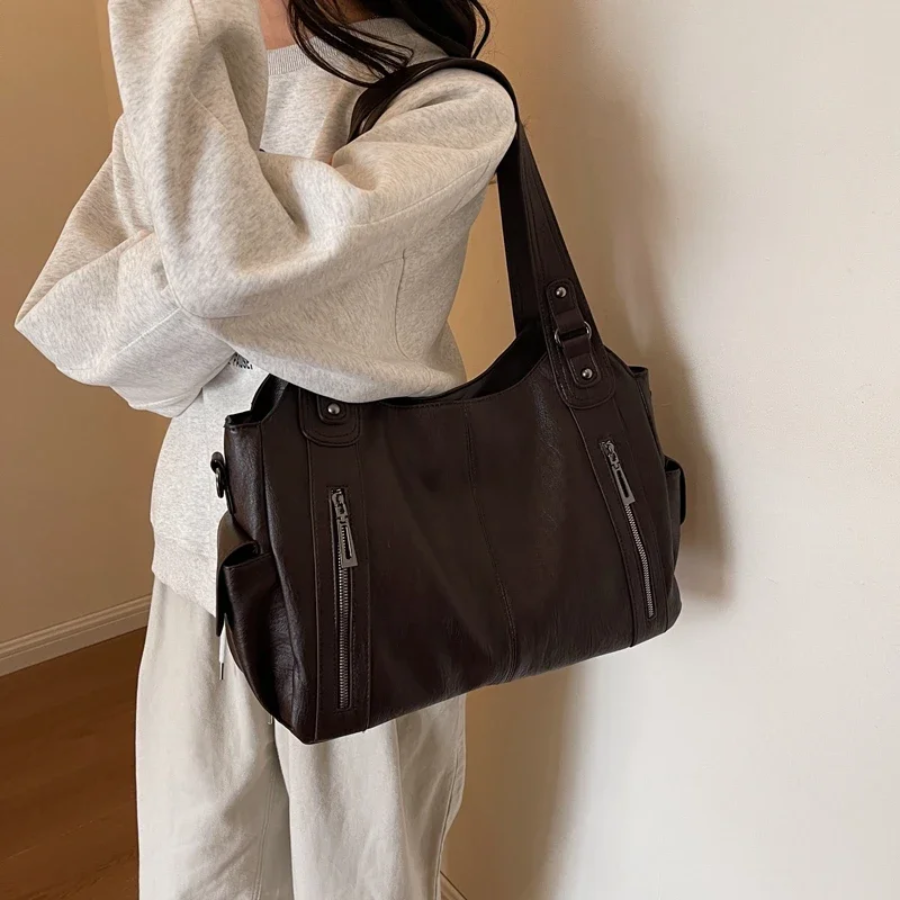 Marcella Faux Leather Shoulder Duffle Bag