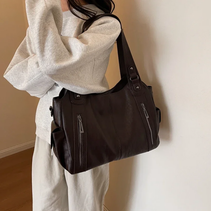Marcella Faux Leather Shoulder Duffle Bag