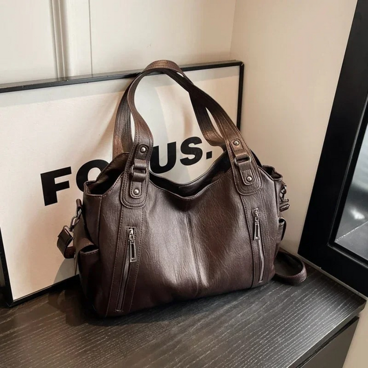 Marcella Faux Leather Shoulder Duffle Bag