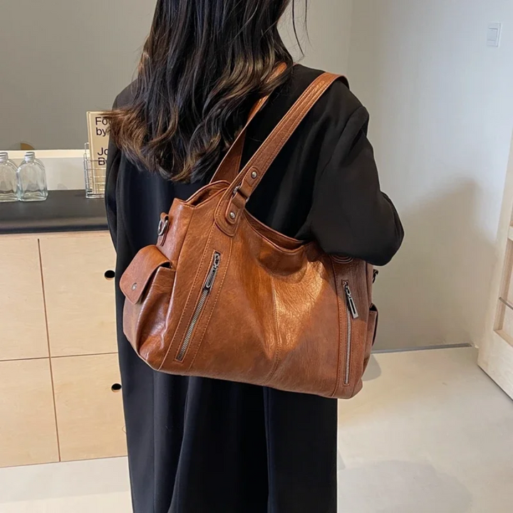 Marcella Faux Leather Shoulder Duffle Bag