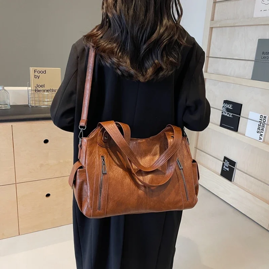 Marcella Faux Leather Shoulder Duffle Bag