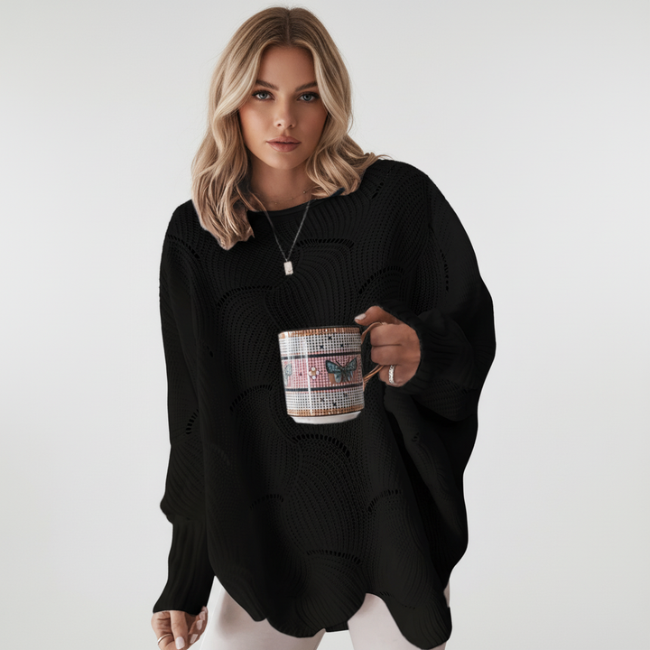 Darcie | Women's Oversized Open Knit Jumper Asymmetric Draped Hem
