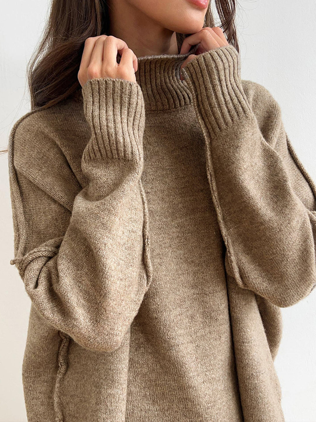 Lucy | Women's Knitted Roll Neck Lounge Set with Wide-Leg Trousers