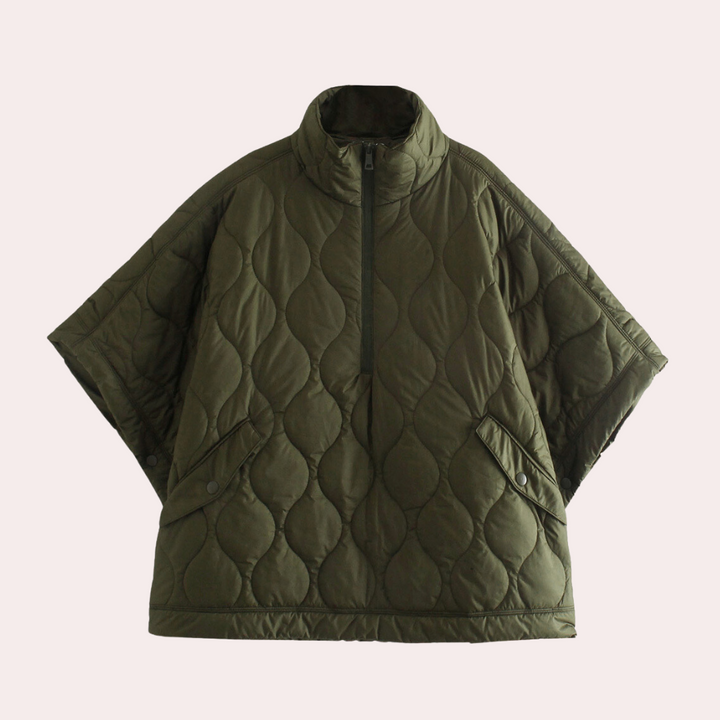 Women’s Quilted Cape Jacket – Lightweight Transitional Layer with High Collar