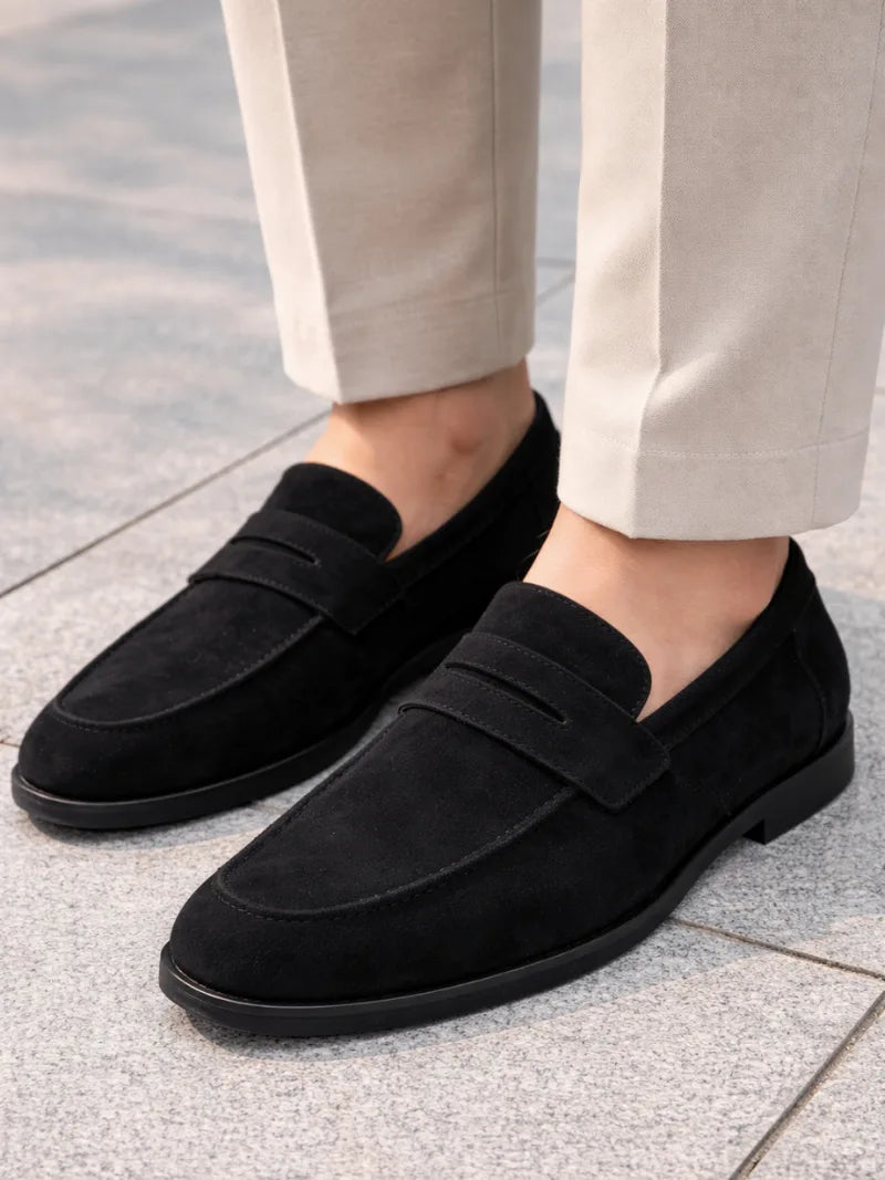 Oscar | Men's Suede-Look Moc Toe Loafers Slip-On Rubber Sole