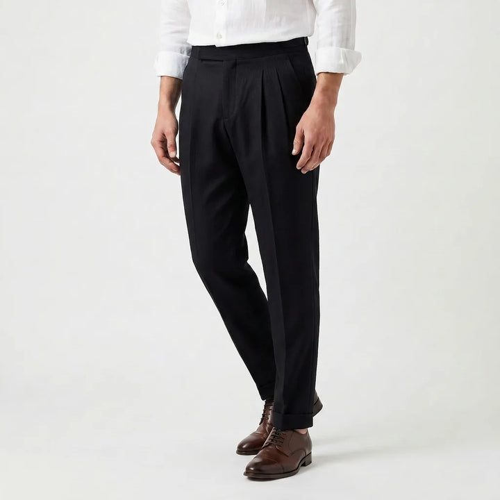 Phoebe | Women's High-Waisted Tapered Trousers Pleated Front