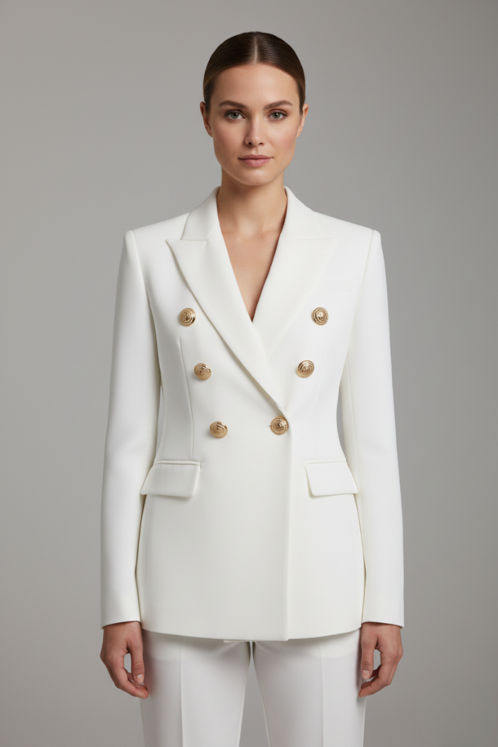 Olivia | Women's Double-Breasted Fitted Blazer Lapel Collar