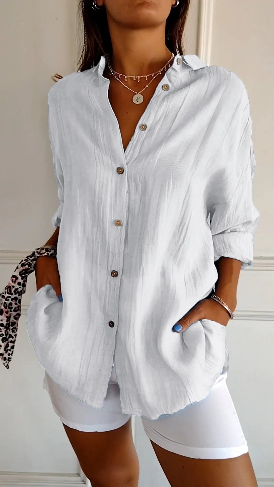 Elsie | Women's Pleated Blouse Plissé Texture Smart Casual