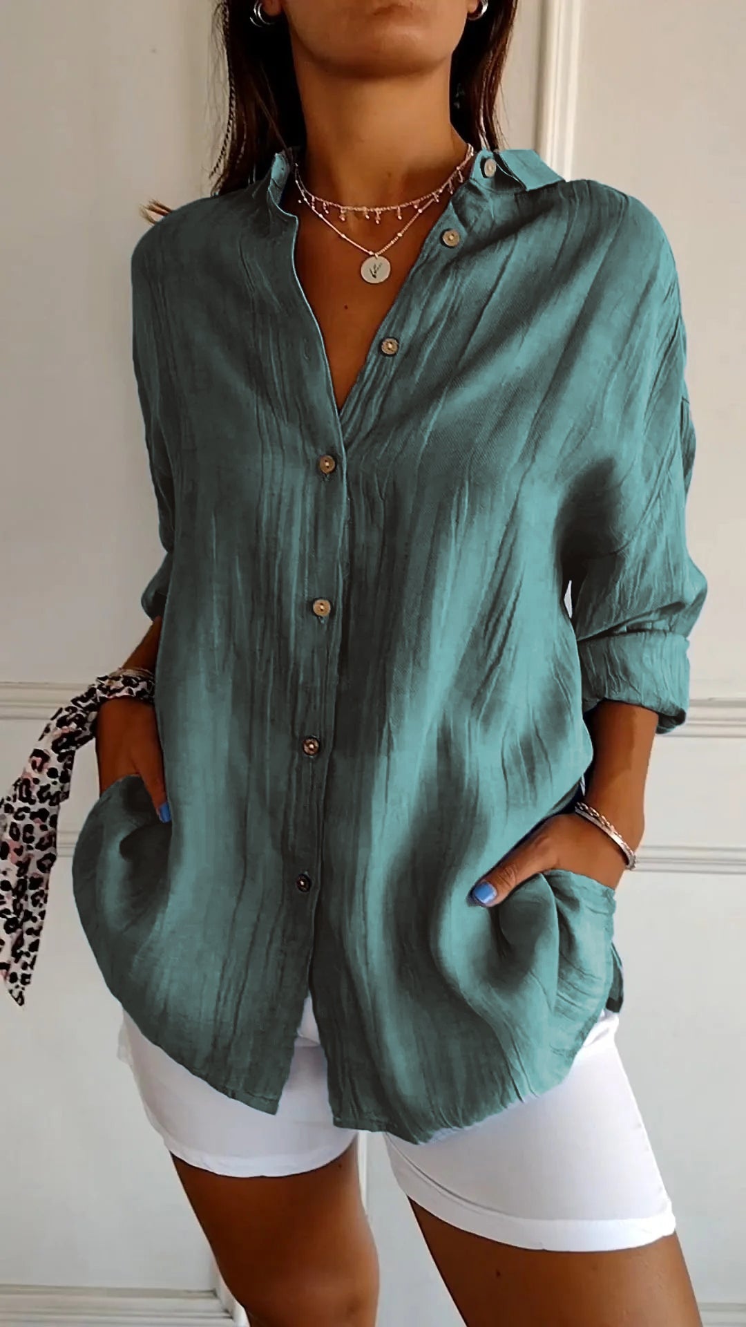 Elsie | Women's Pleated Blouse Plissé Texture Smart Casual