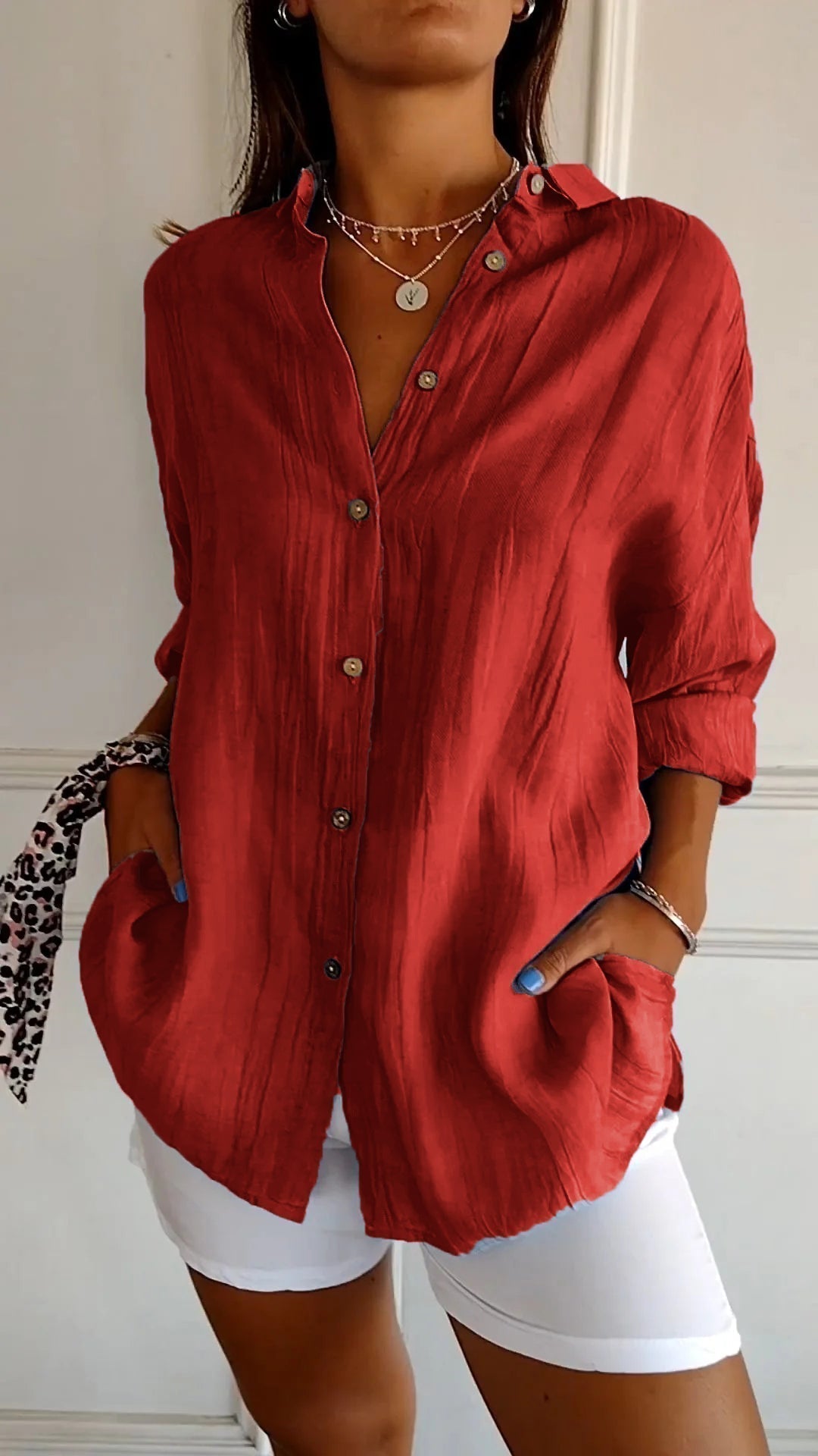 Elsie | Women's Pleated Blouse Plissé Texture Smart Casual