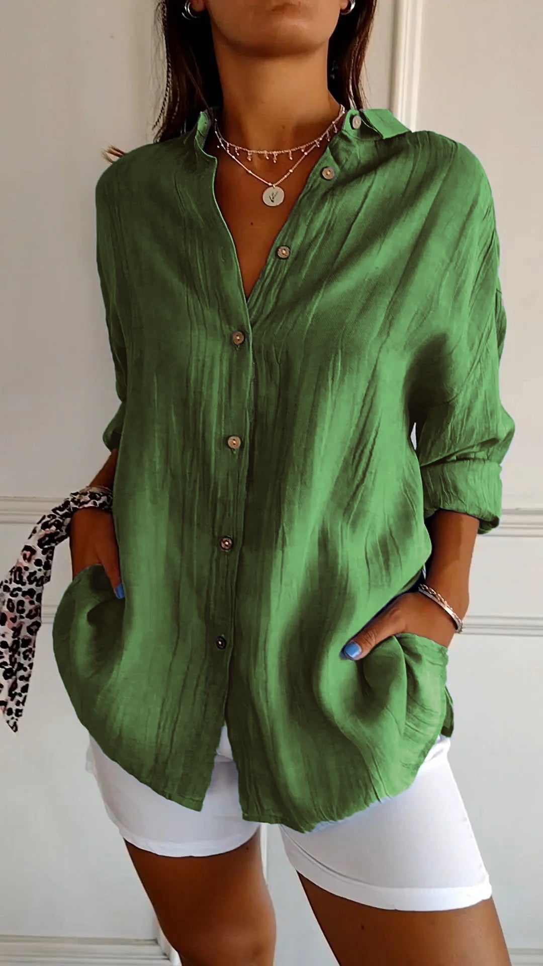 Elsie | Women's Pleated Blouse Plissé Texture Smart Casual
