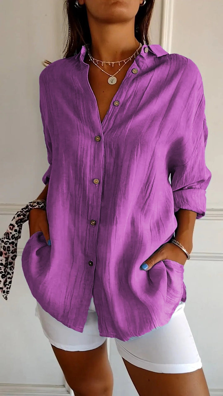 Elsie | Women's Pleated Blouse Plissé Texture Smart Casual