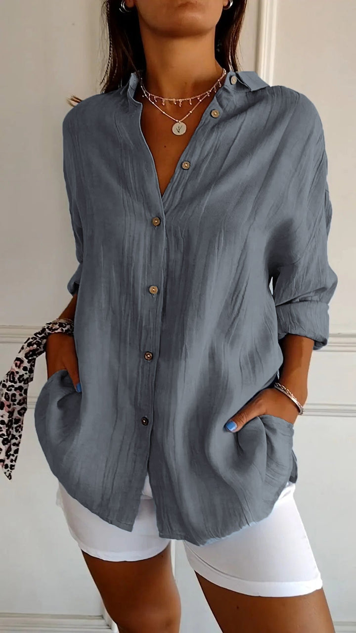 Elsie | Women's Pleated Blouse Plissé Texture Smart Casual