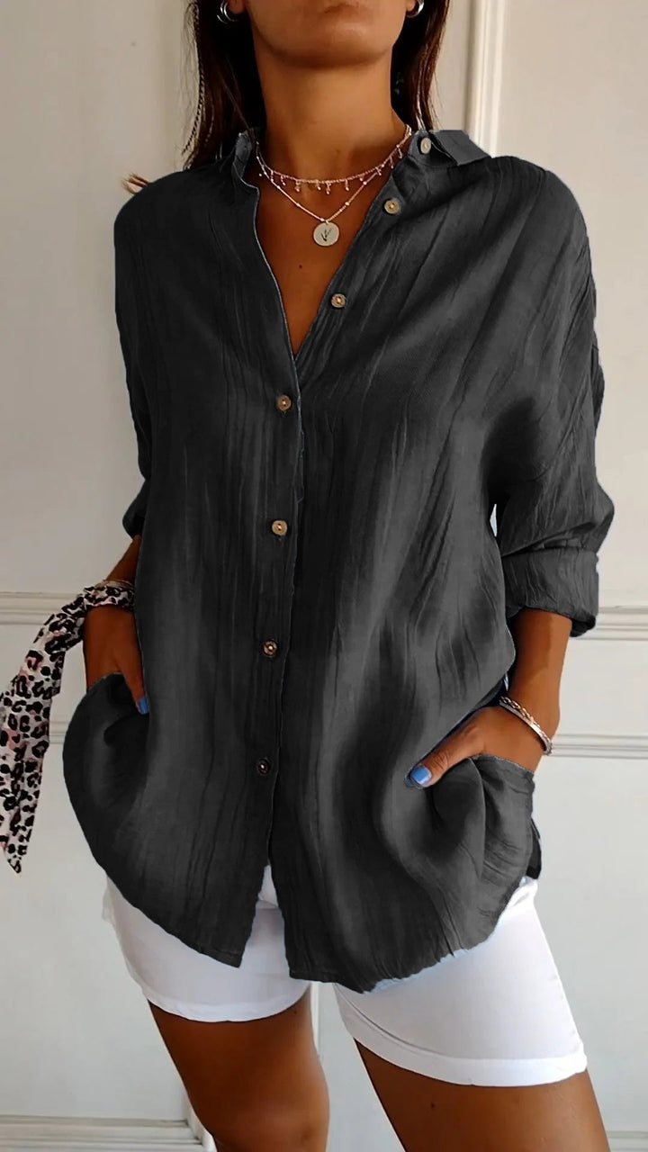 Elsie | Women's Pleated Blouse Plissé Texture Smart Casual