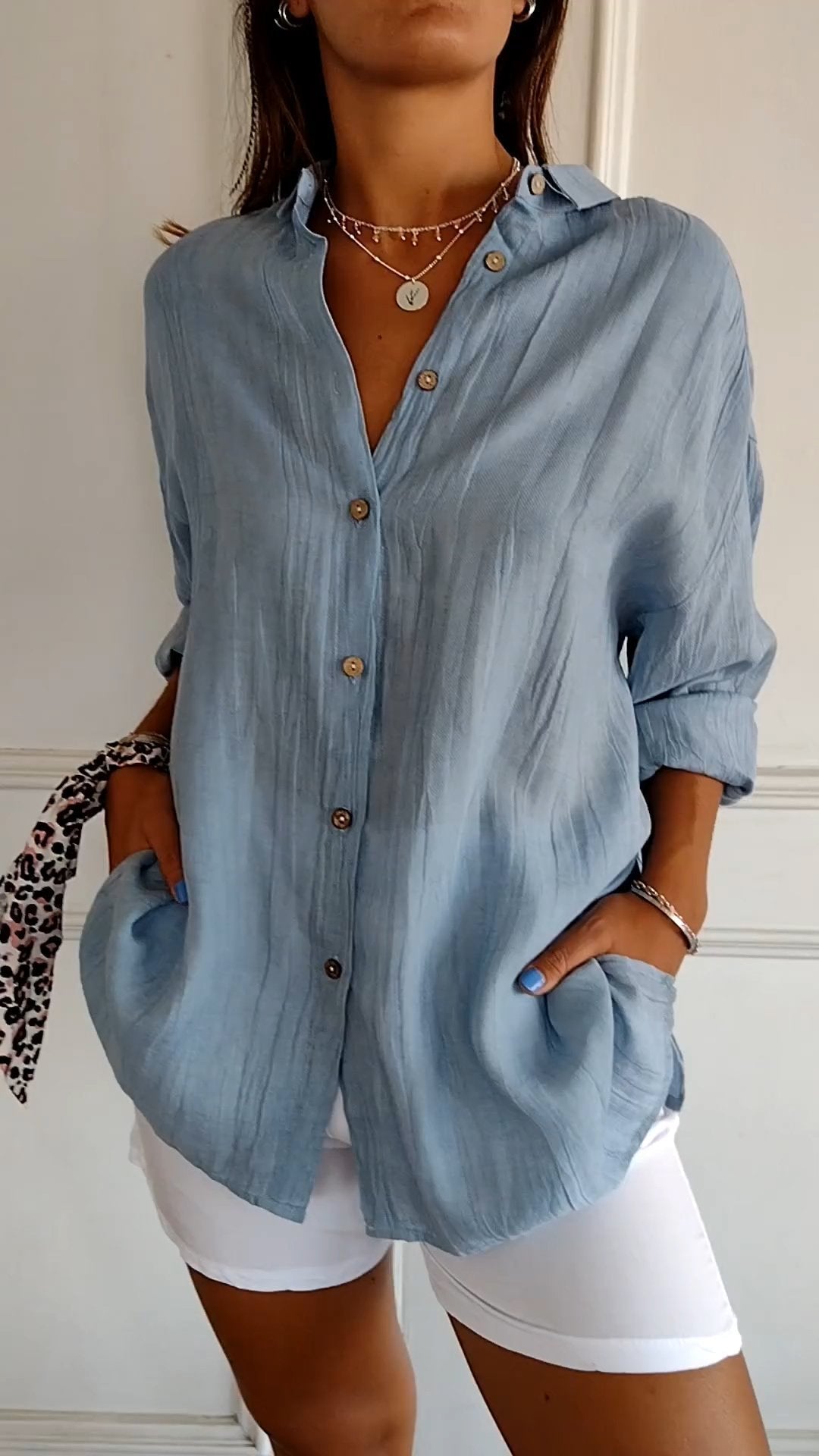 Elsie | Women's Pleated Blouse Plissé Texture Smart Casual
