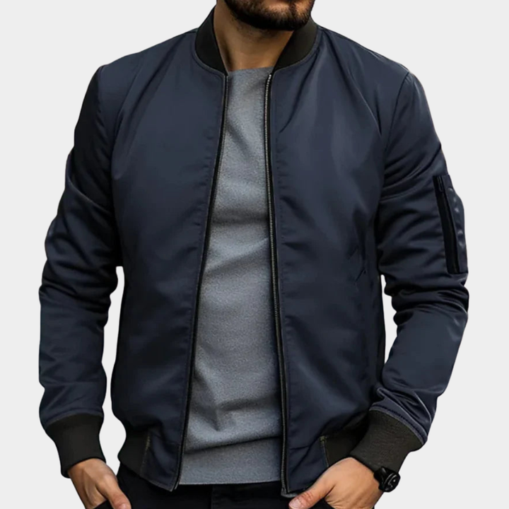 Marlowe | Men's Lined Windproof Bomber Jacket Full Zip Funnel Neck