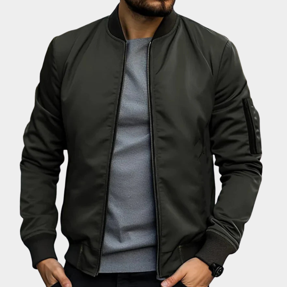 Marlowe | Men's Lined Windproof Bomber Jacket Full Zip Funnel Neck