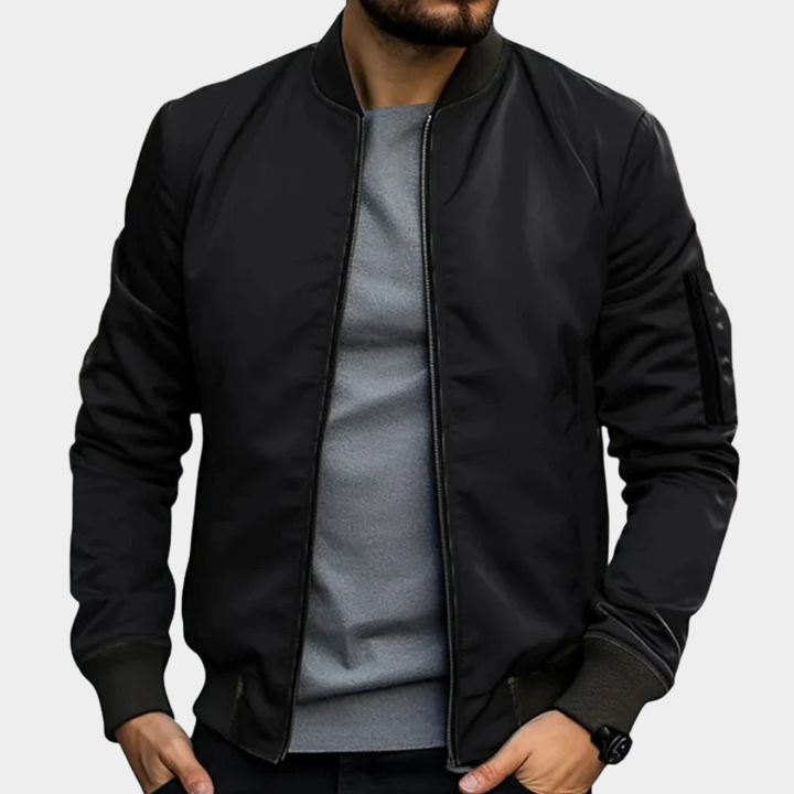 Marlowe | Men's Lined Windproof Bomber Jacket Full Zip Funnel Neck