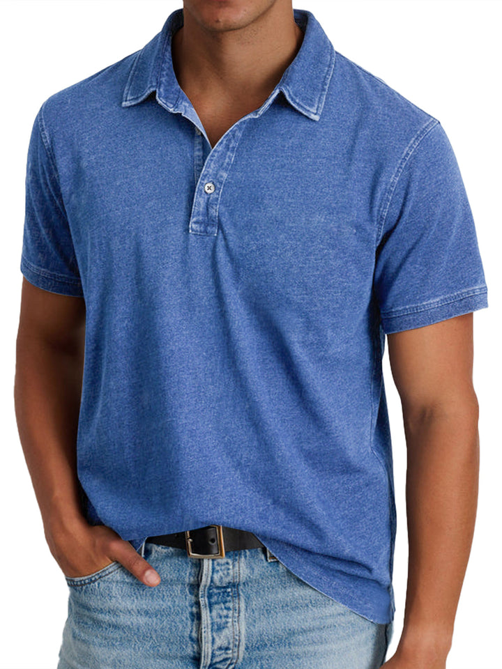 Thomas | Men's Classic Polo Shirt Regular Fit Button Placket Textured