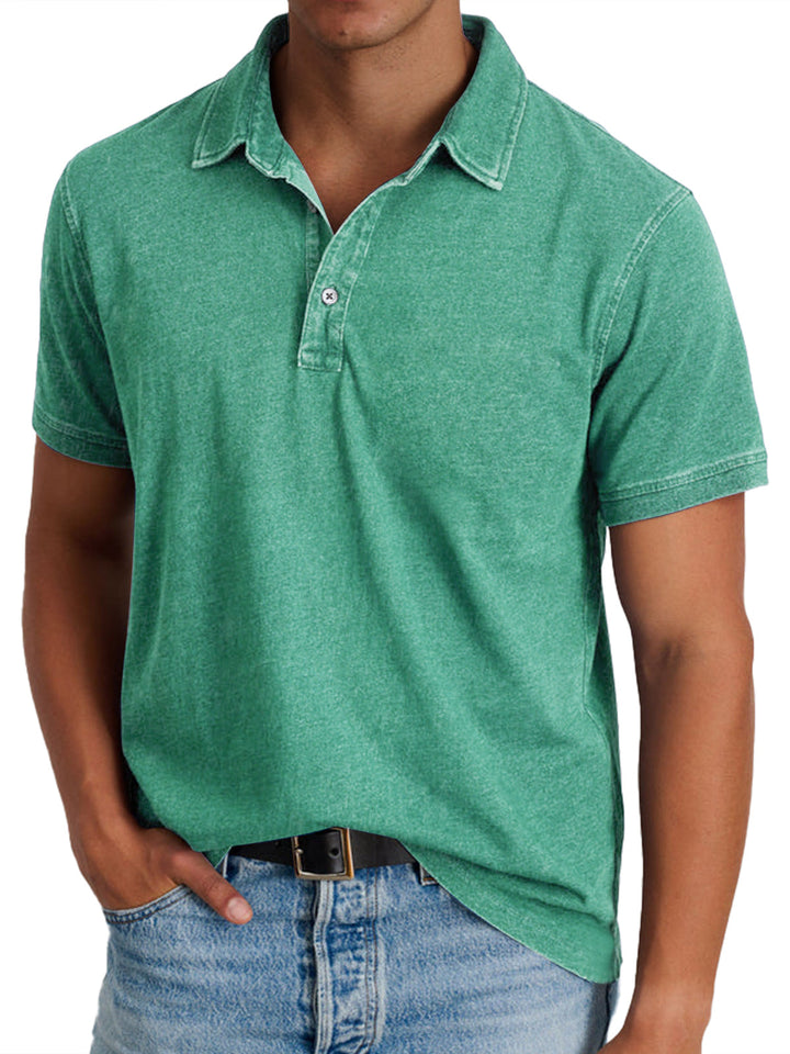 Thomas | Men's Classic Polo Shirt Regular Fit Button Placket Textured