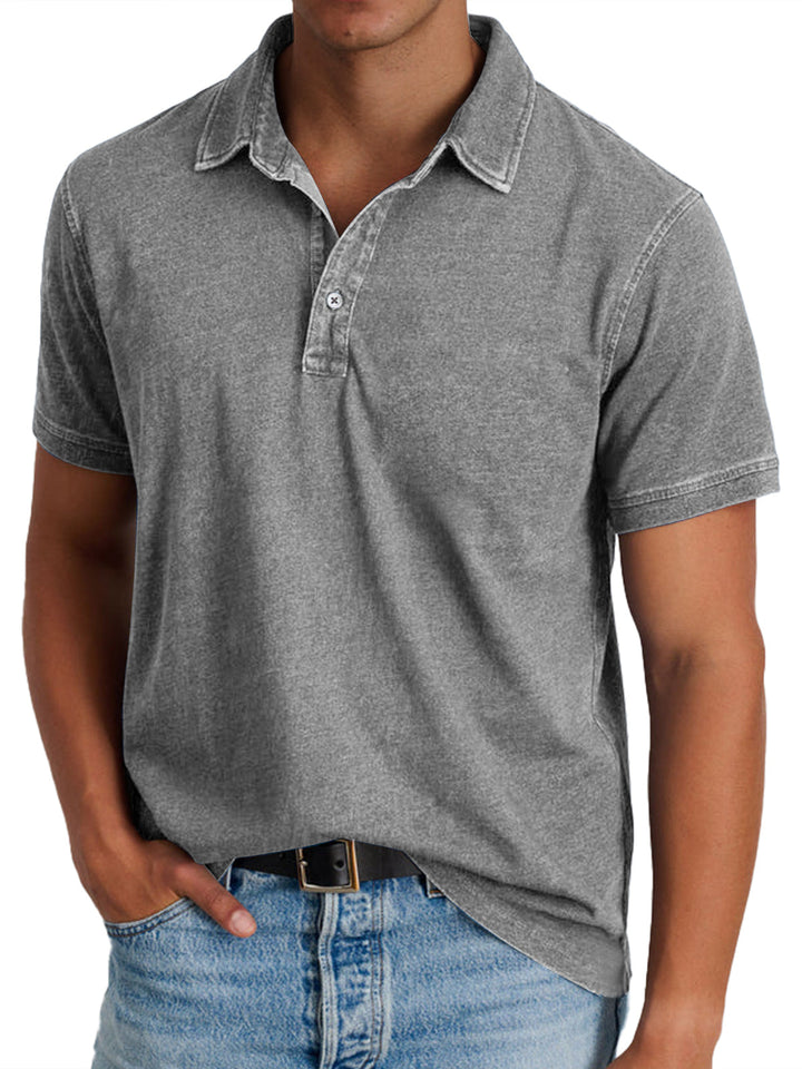 Thomas | Men's Classic Polo Shirt Regular Fit Button Placket Textured