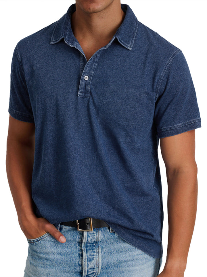 Thomas | Men's Classic Polo Shirt Regular Fit Button Placket Textured