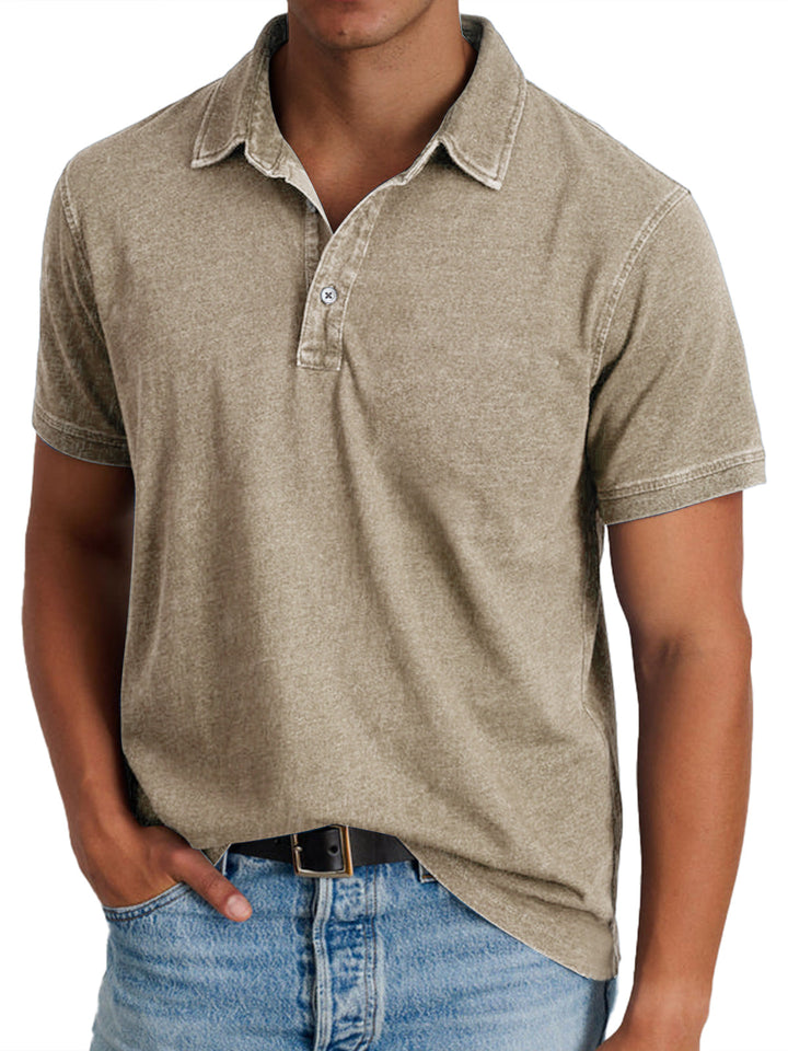 Thomas | Men's Classic Polo Shirt Regular Fit Button Placket Textured
