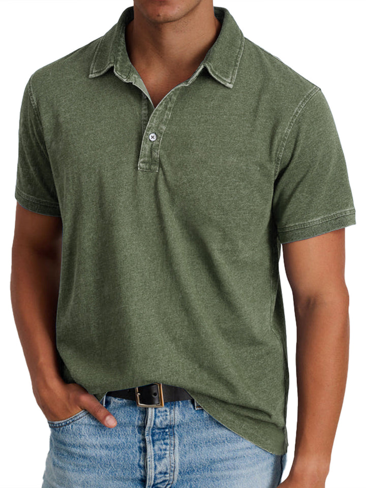 Thomas | Men's Classic Polo Shirt Regular Fit Button Placket Textured