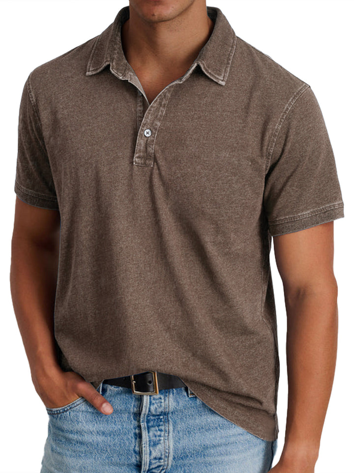 Thomas | Men's Classic Polo Shirt Regular Fit Button Placket Textured
