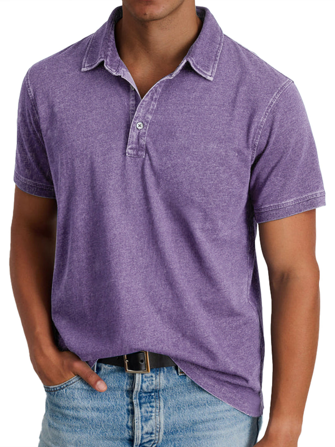 Thomas | Men's Classic Polo Shirt Regular Fit Button Placket Textured