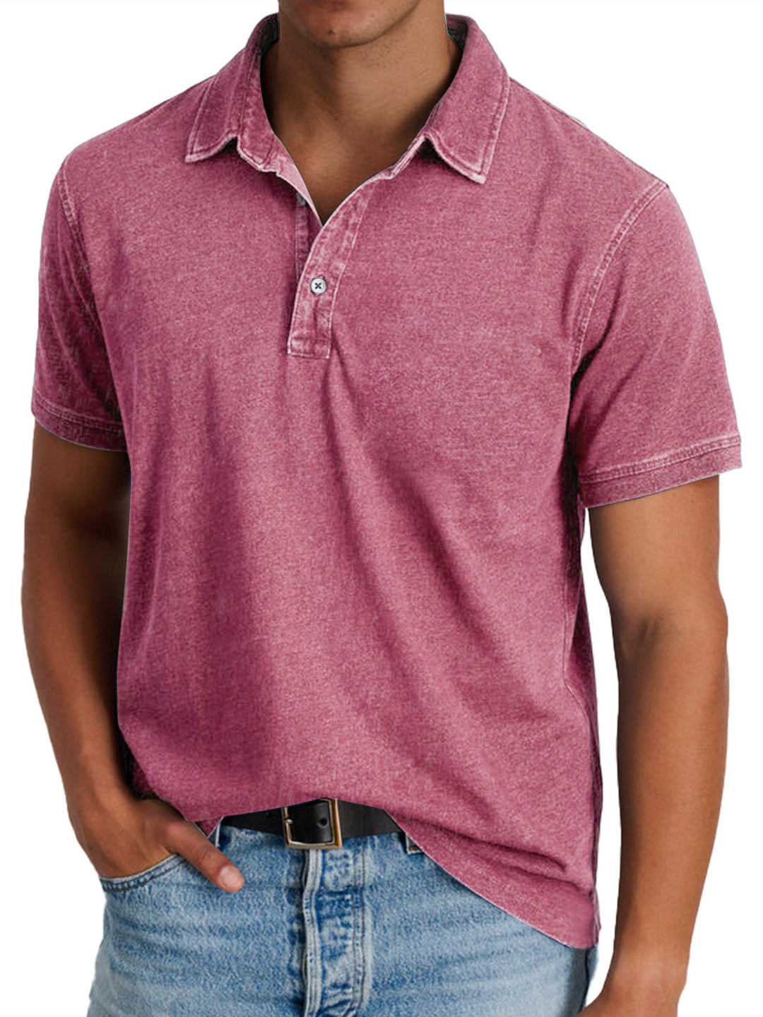 Thomas | Men's Classic Polo Shirt Regular Fit Button Placket Textured
