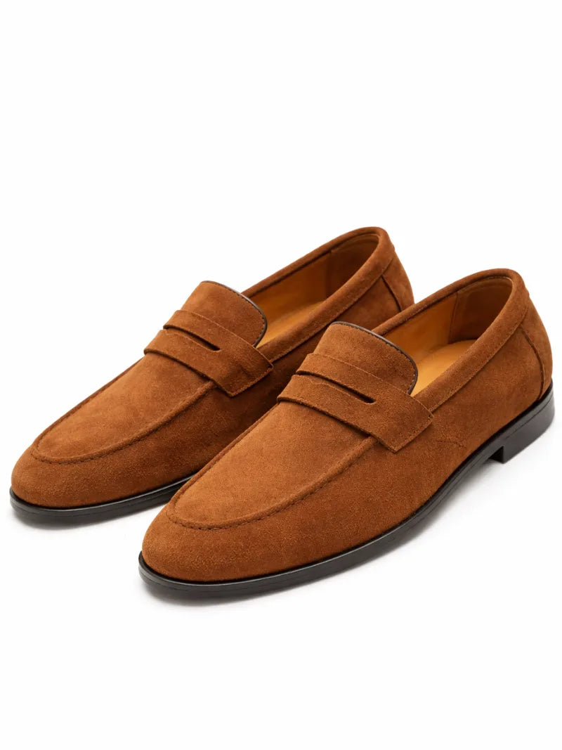 Oscar | Men's Suede-Look Moc Toe Loafers Slip-On Rubber Sole