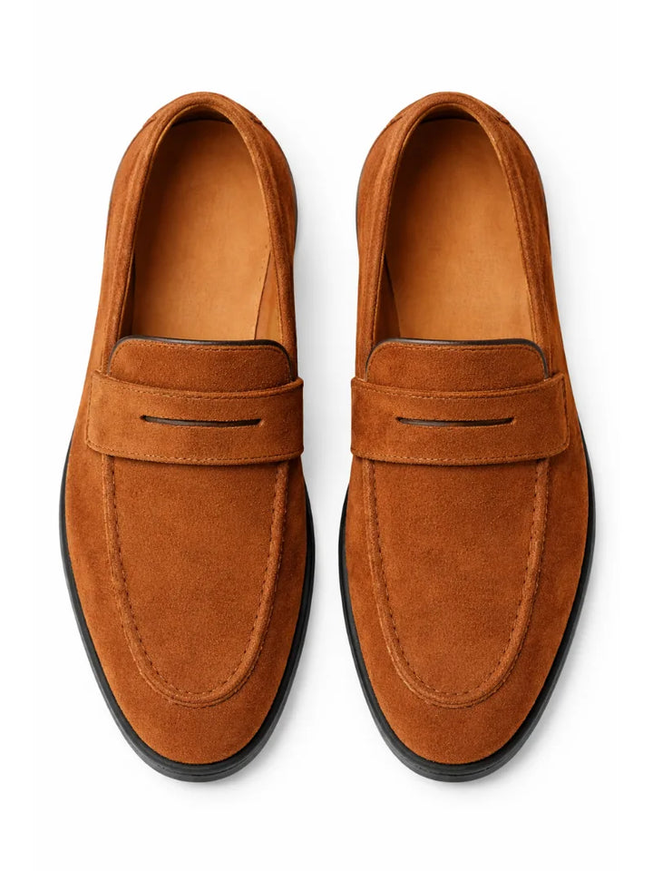Oscar | Men's Suede-Look Moc Toe Loafers Slip-On Rubber Sole