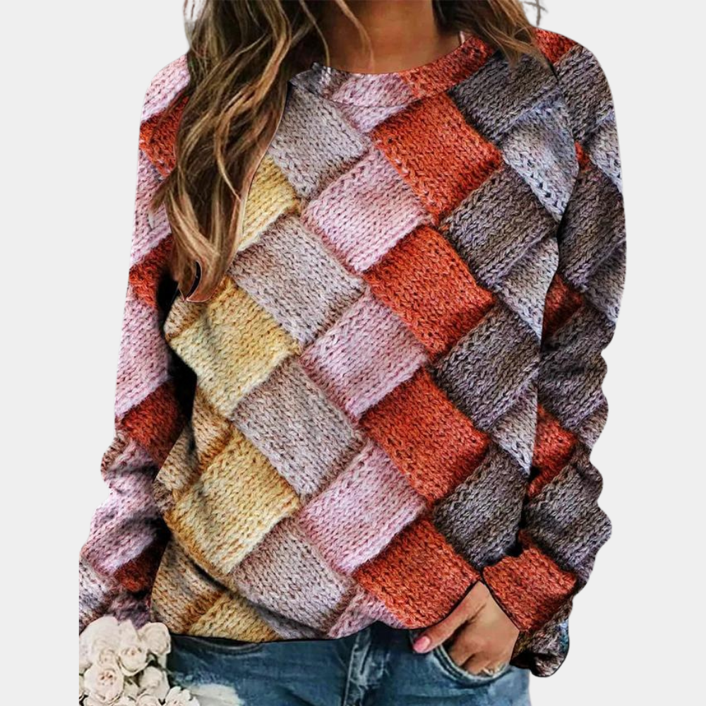 Bella | Women's Textured Knit Jumper Relaxed Fit Raglan Sleeves