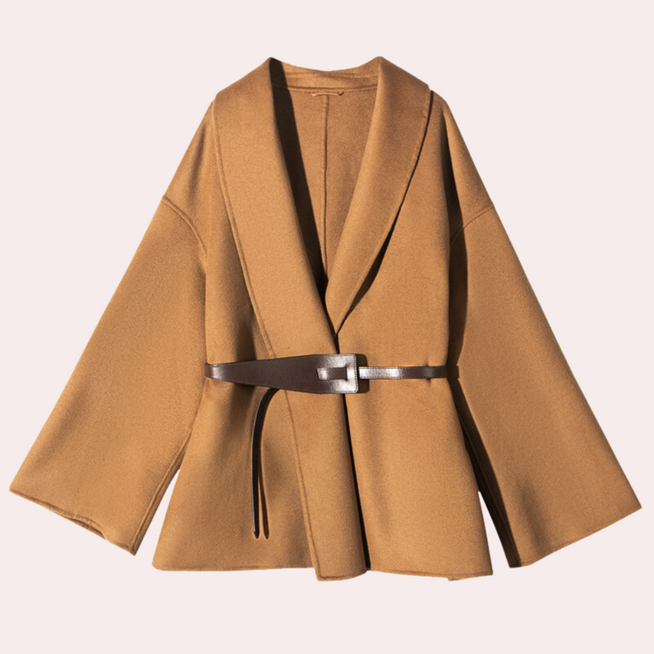 Charlotte | Women's Belted Coat Wide Lapel Collar Open Front