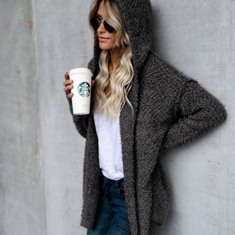 Alice | Women's Hooded Cardigan Soft Lined Zip & Button Front Relaxed Fit