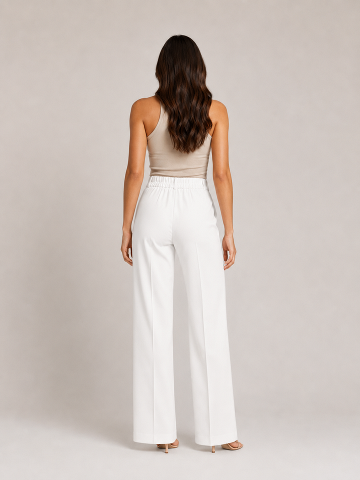 Ella | Women's High Waisted Palazzo Trousers Wide Leg Zip Fastening