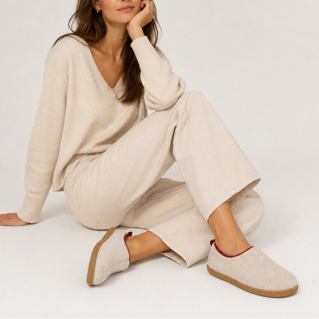Genevieve | Women's Fleece-Lined Slippers Slip-On Hard Sole