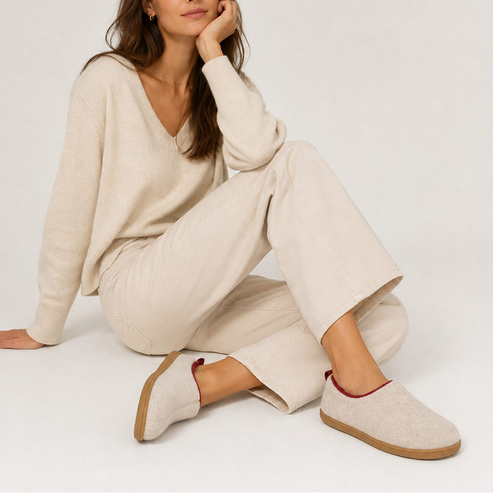 Genevieve | Women's Fleece-Lined Slippers Slip-On Hard Sole