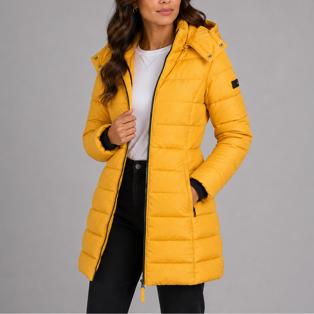 Henrietta | Women's Long Hooded Puffer Coat Fitted Quilted
