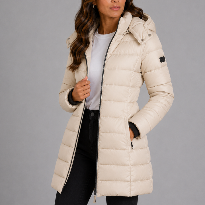 Henrietta | Women's Long Hooded Puffer Coat Fitted Quilted