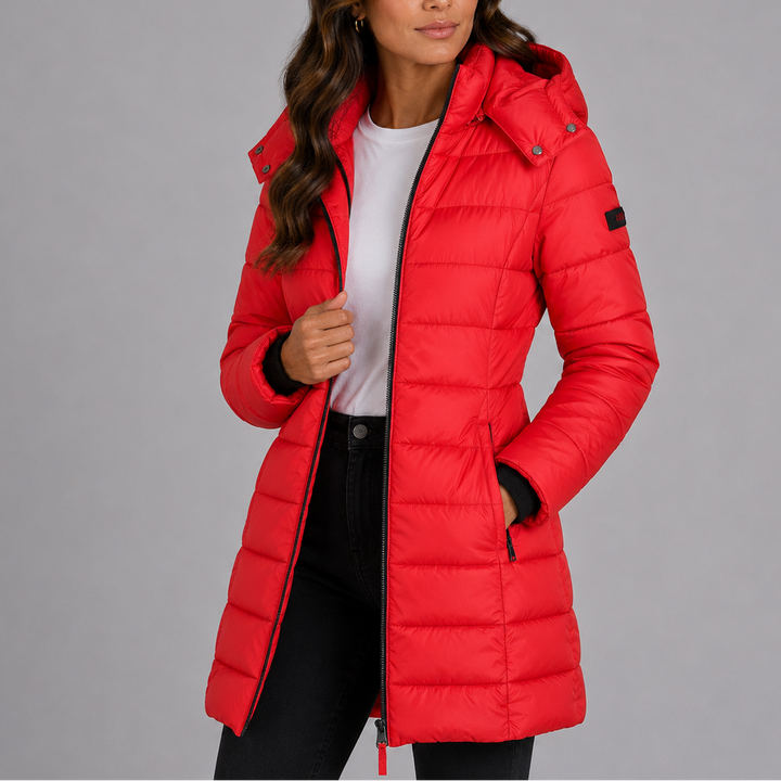 Henrietta | Women's Long Hooded Puffer Coat Fitted Quilted