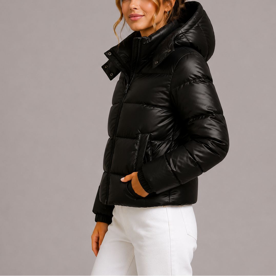 Winifred | Women's Hooded Puffer Jacket Lightweight Glossy Finish
