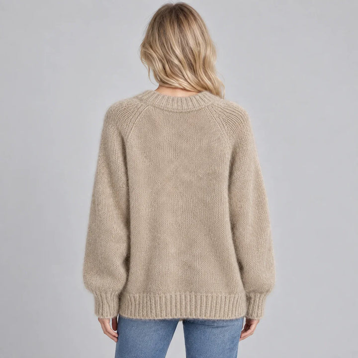 Arabella | Women's Fluffy Knit Jumper Crew Neck Relaxed Fit