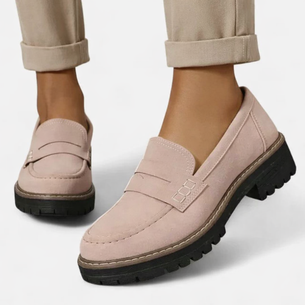 Annabelle | Women's Suede-Look Loafers Low Block Heel Slip-On