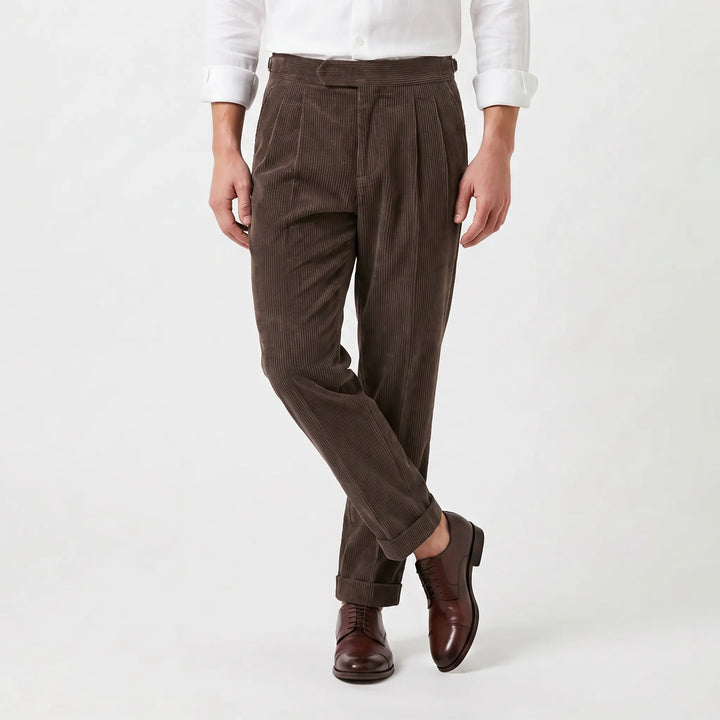 Phoebe | Women's High-Waisted Tapered Trousers Pleated Front