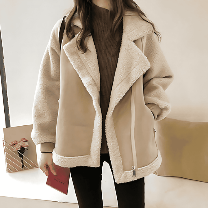 Women’s Teddy Aviator Jacket – Relaxed Zip-Up Layer for Cool Weather